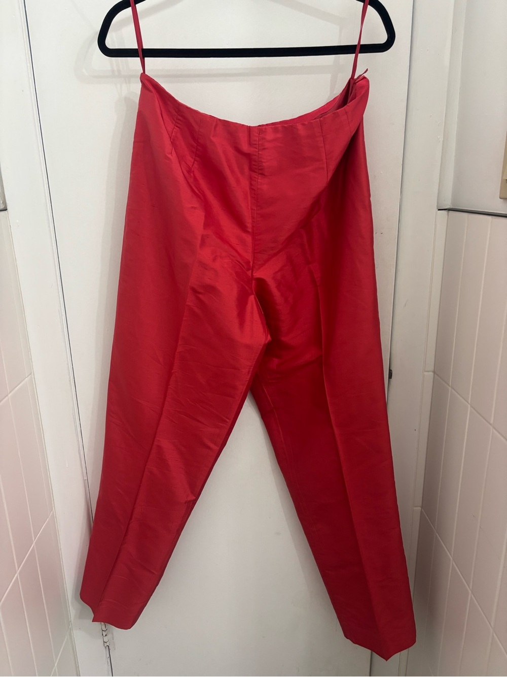 Talbots 100% Silk Red Cropped Tapered Pants
